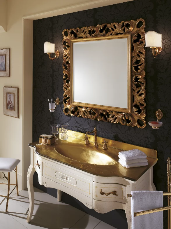 VERSAILLES 128 LAVABO IN VETRO  AVORIO CON DECORI